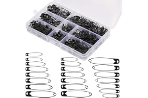 NAMOON Quality Safety Pins 420pcs Assorted Safety Pins, 7 Sizes Safety Pins for Clothing, Durable Rust Resistant Nickel Plated Steel, Heavy Duty Quality Pins for Clothes, Crafts, and Dressmaking(black)