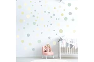 ELES VIDA - 100 wandtattoo Punkte wandsticker Kreise fürs Kinderzimmer - Set Farben, Dots zum Kleben Wandaufkleber Wanddeko - Wandfolie, Kleinkinder, Grün - Cremegelb - Mint