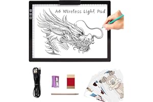 TOHETO A4 Ricaricabile Lavagna Luminosa per Disegnare, Scatola Luminosa di Tracciamento Luminosità Dimmerabile Lavagna Luminosa LED Tracing Light Pad Board Box per Disegno,Schizzi, Pittura Diamante