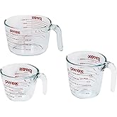 Pyrex Glass Measuring Cup Set (3-Piece, Microwave and Oven Safe),Clear
