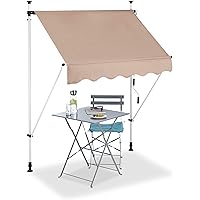 Relaxdays, beige Klemmmarkise, Balkon Sonnenschutz, einziehbar, Fallarm, ohne Bohren, höhenverstellbar, 150 cm breit