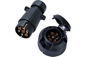 Woola 7 Pin Trailer Plug and 7 Pin Trailer Socket, 12V Caravan Electric Trailer Connector Towbar Towing Socket for Truck Trailer Caravan