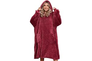 Tuopuda Felpe con Cappuccio Donna Oversize Pullover Blanket Hoodie Manica Lunga Felpa con Coperta 2 Tasche Fleece Jumper Coperta Gigante con Cappuccio Taglia Unica Sweatshirt Cappotto
