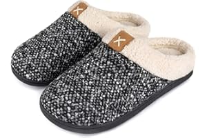 ULTRAIDEAS Kapcie męskie, pluszowe, zimowe, ciepłe pantofle z podszewką przypominającą wełnę, wygodne kapcie z pianki z pamięcią kształtu, antypoślizgowa gumowa podeszwa, do użytku wewnątrz i na zewnątrz