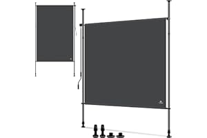KESSER® Klemmmarkise Senkrechtmarkise 200x310cm Ausziehbar & Blickdicht Vertikalmarkise mit Handkurbel ohne Bohren Balkon-Sichtschutz & Windschutz für Garten & Terrasse Wasserfest Anthrazit