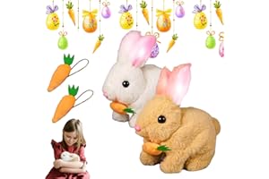 Gahwa Bunby Realistic Bunny Toy, Osterhase Plüschtier, Hüpfendes Kaninchen Spielzeug, Mein Realistisches Hasenspielzeug, Interaktives Kaninchen Spielzeug, Ostergeschenke Für Kinder (Braun+Weiß)