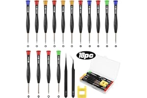 Flintronic 18 x śrubokręt do okularów, 15 wkrętaków zegarmistrzowskich z 2 pęsetami, 1 x magnetyzator i skrzynka, cienki śrubokręt do okularów PS4, zegarki Jeweller