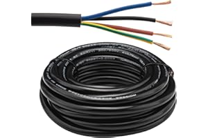 Urcianow Cavo 4x0,75 mm² RVV 18 AWG 4 Cores Nero Cavo Elettrico Flessibile di Prolunga da 5 Metri per Impianti Elettrici Conduttore in Rame Isolamento in PVC