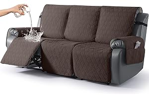 KinCam Funda Impermeable para Silla reclinable, Funda para sofá, Protector de sofá Lavable con Bolsillos Laterales y Correas elásticas (3 Plaza, Chocolate)
