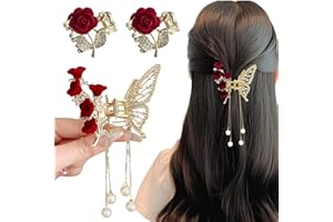 Ypkia 3 sztuki spinek do włosów w kształcie motyla, średnie z frędzlami, metalowe, małe kwiatki, dla kobiet i dziewcząt, cienkie ozdoby do włosów