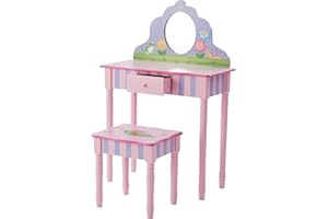 Fantasy Fields By Teamson Childrens Play Wooden Vanity Table, Stool Set & Mirror TD-13245A