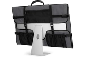 CURMIO Travel Carrying Bag for Apple iMac 21.5" and iMac 24" Desktop Computer, Protective Storage Case Monitor Dust Cover with Rubber Handle for 21.5" iMac Screen(Patent Pending), Grey