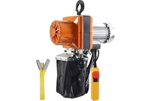 VEVOR Polipasto Eléctrico de Cadena 1100W Capacidad de Carga 998kg Altura Máxima de Elevación 3m Grúa Puente Monofásico con Cadena G100 Control Remoto con Cable de 3m para Garaje, Taller, Hotel