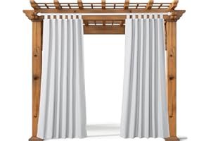 JEMIDI Tenda da Esterno Impermeabile con Asole - Tenda Antipioggia per Gazebo da Esterno - Tende Balcone da Esterni - Tende per Terrazzo - Bianco