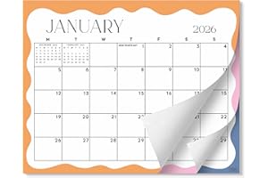 SWEETZER & ORANGE S&O Modern Wavy Magnetic Fridge Calendar from January 2026-June 2027 - Tear-Off Refrigerator Calendar to Track Events & Appointments - 18 Month Magnetic Planner for Fridge for Easy Planning-8"x10" in.