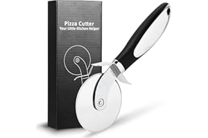 FHISKUNYU Pizzaschneider，Premium Pizzaroller Edelstahl rostfrei, scharf und spülmaschinenfest, ergonomischer Pizza Cutter mit Klingenschutz, rutschfest für Kuchen, Teig, Waffeln，pizzamesser