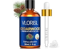 VLORISL Eterisk Olja Cederträ 30 ml Torr Träig Doft för Diffuser Doftljus Tvål DIY Vardagsrum Kontor Djup Bas