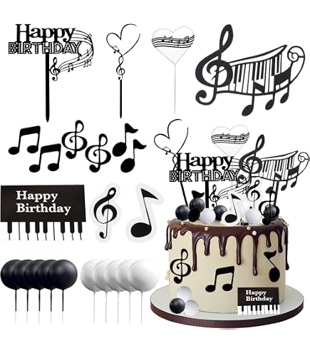 Saxophon Cake Topper Schwarz-Gold Glitzer – Kuchen-Dekoration Für Musikliebhaber, 9,8x15 Cm