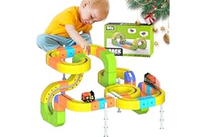 OAMGER Elektrische Zug Set, Clickrail Electric Train Set Flexible Race Track, Schwerkraft trotzende Strecken, Modulares Bausteine-Set mit USB-Aufladung Weihnachtszug for kreatives Spielen (167 pcs)