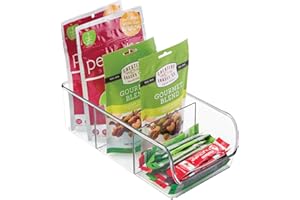 INTERDESIGN iDesign Organizer cucina con manico, Contenitore cucina in plastica con 3 scomparti di medie misure, Scatola cucina senza coperchio ideale per cassetti e dispensa, trasparente