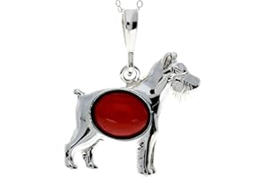 SILVERAMBER JEWELLERY UK Prawdziwy bałtycki bursztyn i srebro terrier wisiorek bez łańcuszka - M2006