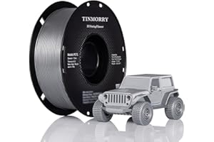 ‎TINMORRY TINMORRY Metaliczny filament PETG 1,75 mm, filament do szybkiego drukowania 3D PETG, PETG o szybkim przepływie, kompatybilny z drukarką 3D Bambu Lab FDM, szpula 1 kg, chrom/metal, srebrny