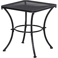 Outsunny Garten Couchtisch, Beistelltisch, Kaffeetisch, Metall, Schwarz, Terrasse, 45 x 45 x 50 cm
