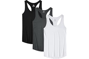JINSHI Women Activewear Vest Workout Running Shirts Dry Fit Yoga Racerback Tank Tops 3 Pack