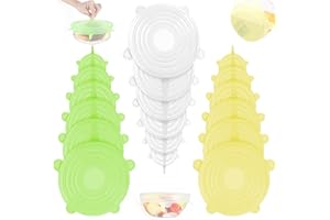 LEVENSON Coperchi in silicone estensibile 18 pezzi ideale per conservare gli alimenti in vari contenitori flessibili regolabili durevoli ecologici Senza BPA lavabili in lavastoviglie