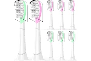 BISWITIF 8 wymiennych szczoteczek do zębów kompatybilnych z Philips Sonicare dla dzieci w wieku od 7 lat, do szczoteczek do zębów dla dzieci, różowe/zielone
