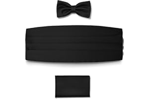 BRERA 67 Fascia da Smoking + Papillon + Fazzoletto da Taschino di diversi Colori e Taglie in raso, Set 3 pezzi Accessori da Uomo Classico per Abiti Eleganti