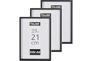 Walasis Bilderrahmen A4 Schwarz Rahmen: 3er Set 21x30cm MDF Holz Fotorahmen Holzrahmen Din A4