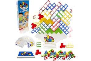 PQKL-PARTY Tetra Tower Balance Game, 32PCS Swing Stack High Child Balance Toy, Tetra Tower Stacking Game, Tetra Tower Game, Tetra Tower Puzzle Board Table Games, Assembly Bricks Gift for Kids Adults Elder