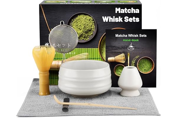 7pcs Ensemble de Fouet à Matcha,Matcha Kit Cérémonie Japonaise,Accessoires Matcha pour la Cérémonie du Thé, la Boisson, Il Peut Aussi Être Offert en Cadeau à des Amis ou des Collègues