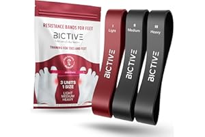 BICTIVE® Bandes Élastiques pour Corriger Hallux Valgus. Redresse le Gros Orteil et Prévient L’inconfort. Correcteur Hallux Valgus pour Femme et Homme, Separateur Orteil, 3 Niveaux de Résistance