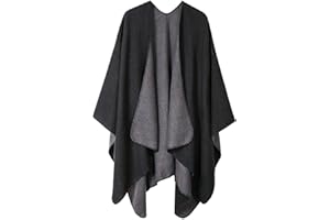 SHMILY GIRL Womens Reversible Oversized Poncho Cape Warm Shawl Wrap Open Front Printed Blanket Cardigans