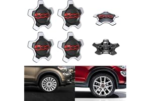 OTUFAN per 500 Copri Ruota Hup Trim, Accessori Di Aggiornamento per Il Lifting Del Copriruota Centrale Esterno Dell auto 68078419ac Sostituzione per 500 (4 PCS Bordo bianco Testo rosso)