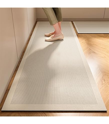 Tappeto Cucina Antiscivolo PARAMAISON - Lavabile 50x180 Cm Grigio Piastrelle - Foto 3