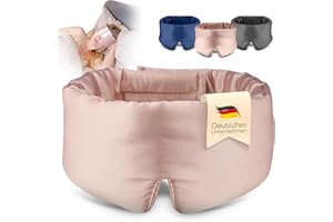 ‎BENE-SLEEP bene-sleep. Bio Seide Schlafmaske - zertifiziert, weich und größenverstellbar - Augenmaske für Frauen, Herren und Kinder. Zu Hause und zum Reisen. Längerer REM-Schlaf. (Rose Pink)