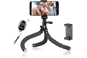 BSET BUY Treppiede per Telefono Flessibile con Telecomando Bluetooth, Supporto Treppiedi per Fotocamera, Flexible Phone Tripod