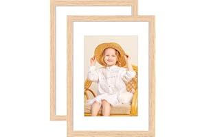 ATOBART A5 Oak Wood Photo Picture Frame,15x21cm Certificate Frames with Perspex Glass for Wall Display Horizontally or Vertically in Living Room Bedroom Gallery,Set of 2