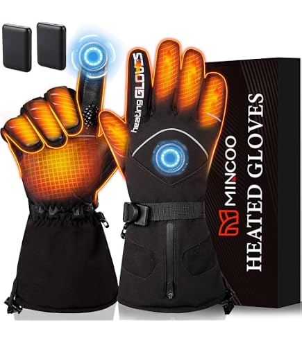 KEMIMOTO Beheizbare Handschuhe – Mit 2500 MAh Akku, 3 Heizstufen Bis 60°C, Wasser- & Winddicht