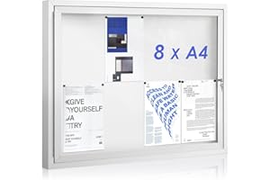 S SWANCROWN Swansea Tablón de Anuncios Exterior con Cerradura para 8 Hojas A4,Vitrina Magnética de Anuncios Mural, Acrílico, para escuela,oficina,95 x 71 cm