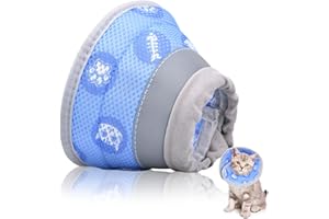 DYDHRER Collarín para gatos suave, collar ajustable para gatos para después de operaciones y lesiones, evita lamer heridas azules, M, gatito de 2 meses