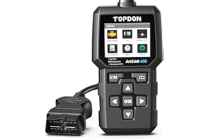 TOPDON AL400 Lecteur de Codes OBD2, 10 Fonctions OBD2, Vérification du Voyant Moteur/Test d'émissions polluantes/Test du capteur O2 / EVAP, Mise à Jour Gratuite à Vie
