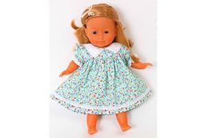 FRILLY LILY BLUE PARTY DRESS WITH BRODERIE ANGLAISE COLLAR FOR FOR CABBAGE PATCH KIDS DOLLS 14-17INCH