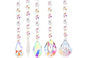 Vanyibro Colorful Crystal Suncatchers,Set of 5 Window Hanging Sun Catchers for Rainbow Reflections