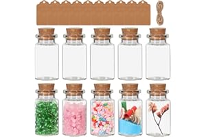 EKKOVLA 10 Pack Mini Glass Bottles- 7.5ml Small Jars with Cork Stoppers- 20mm x 40mm Empty Spell Jars for DIY Crafts Decoration Wedding Wish Jewelry Party Favors Storage Accessories
