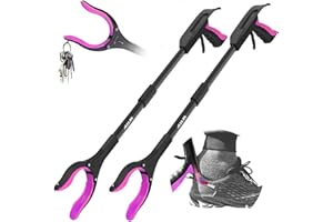 Jellas 2pcs Pinza Telescopica, 80 cm Pinza Telescopica Pieghevole, Pinza Prensile, Raccoglitore di Immondizia, Pinza Morsetto in Gomma (Viola)