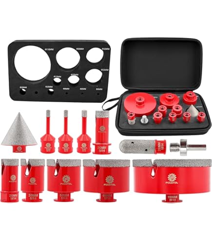 Set De 12 Forets Diamant Pour Carrelage - Scies Cloche 6 à 110 Mm + Fraises - Compatible Meuleuse